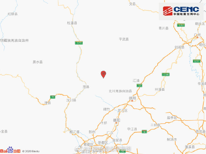 四川绵阳北川发生4.6级地震