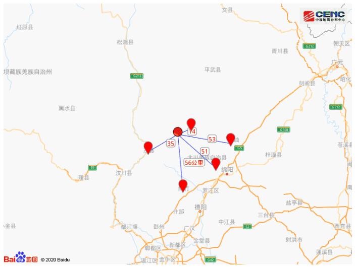 四川绵阳北川发生4.6级地震