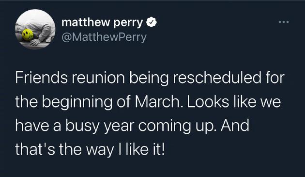 【有生之年】《老友记》重聚节目明年开拍 钱德勒发推公布了！