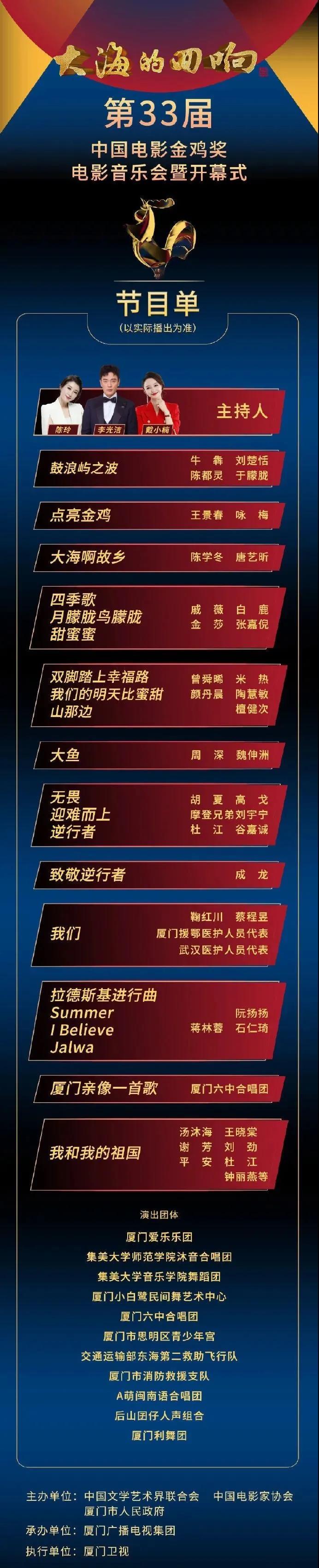 第33届中国电影金鸡奖开幕式 附完整版节目单