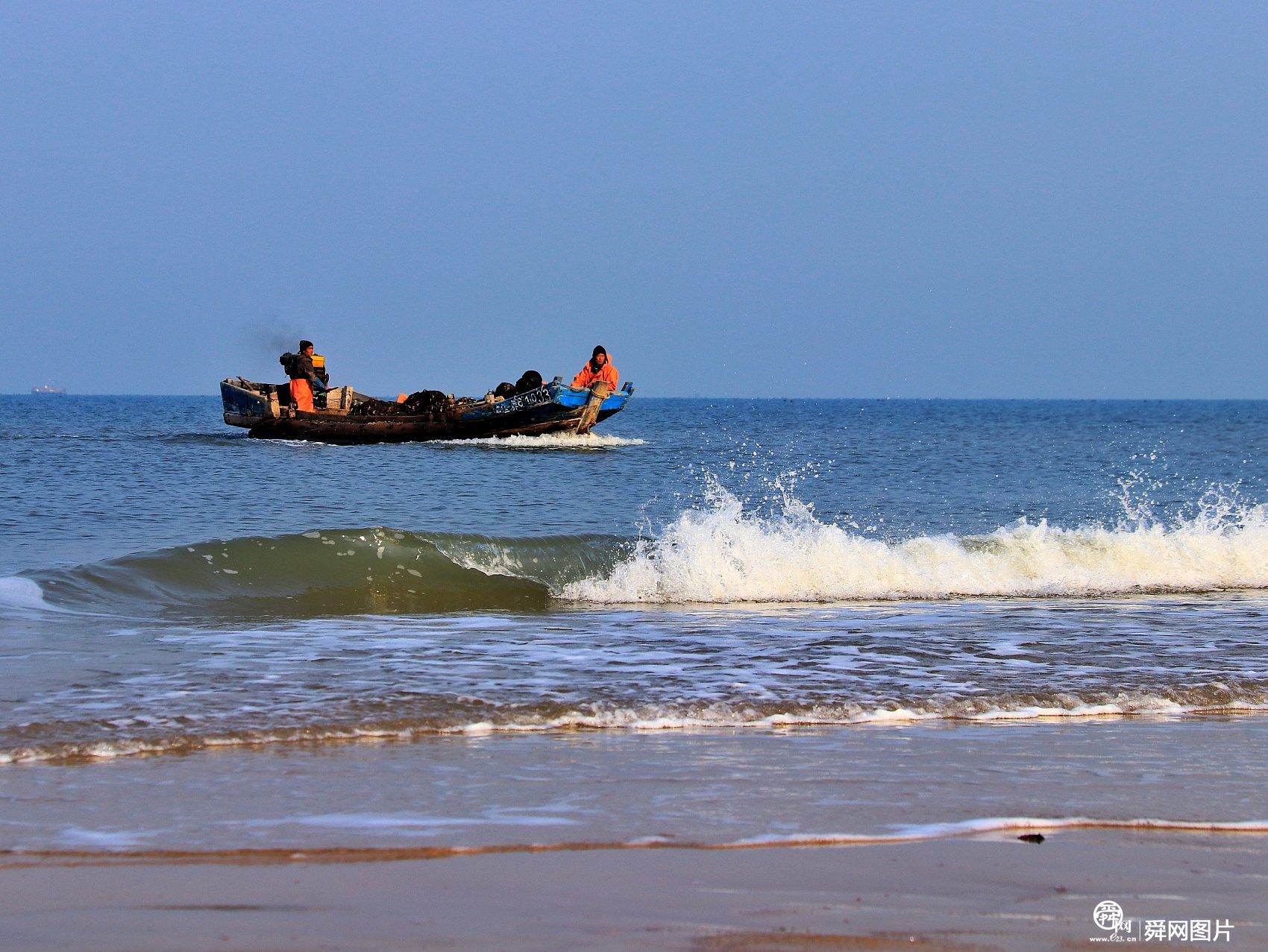 威海：扇贝收获季节到 工人港口卸货、分拣扇贝