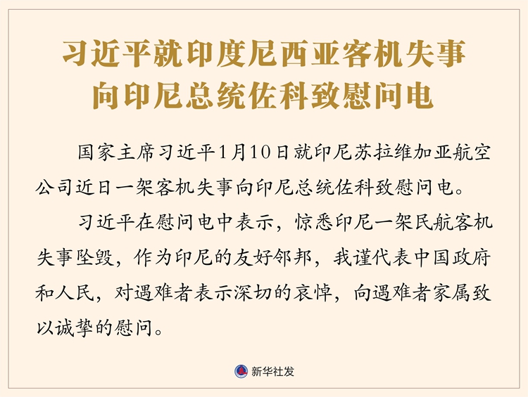 习近平就印尼客机失事向印尼总统佐科致慰问电