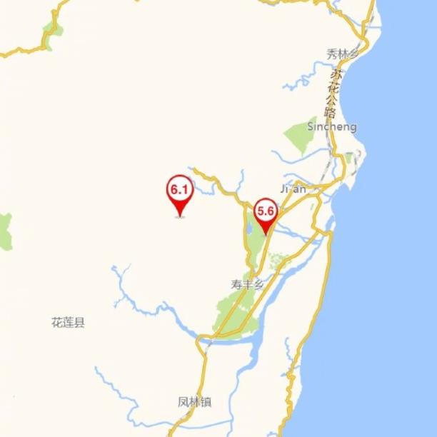 5.6级！6.1级！台湾花莲县昨日接连发生两次地震