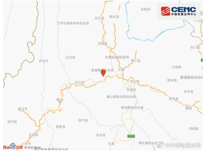 云南大理漾濞县发生3.4级地震，震源深度11千米