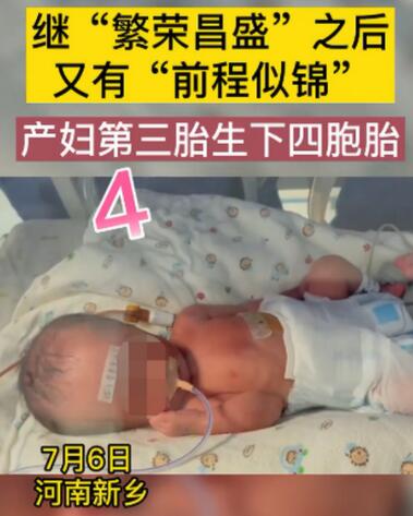 繁荣昌盛 前程似锦!新乡一产妇第三胎生下龙凤四胞胎【图】