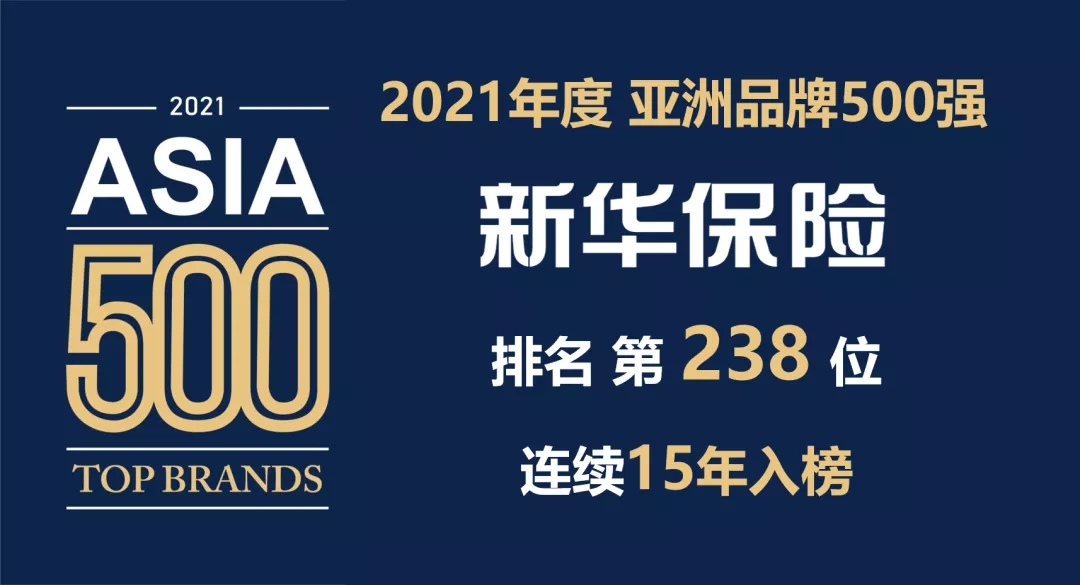 第238位！新华保险连续十五年入围亚洲品牌500强