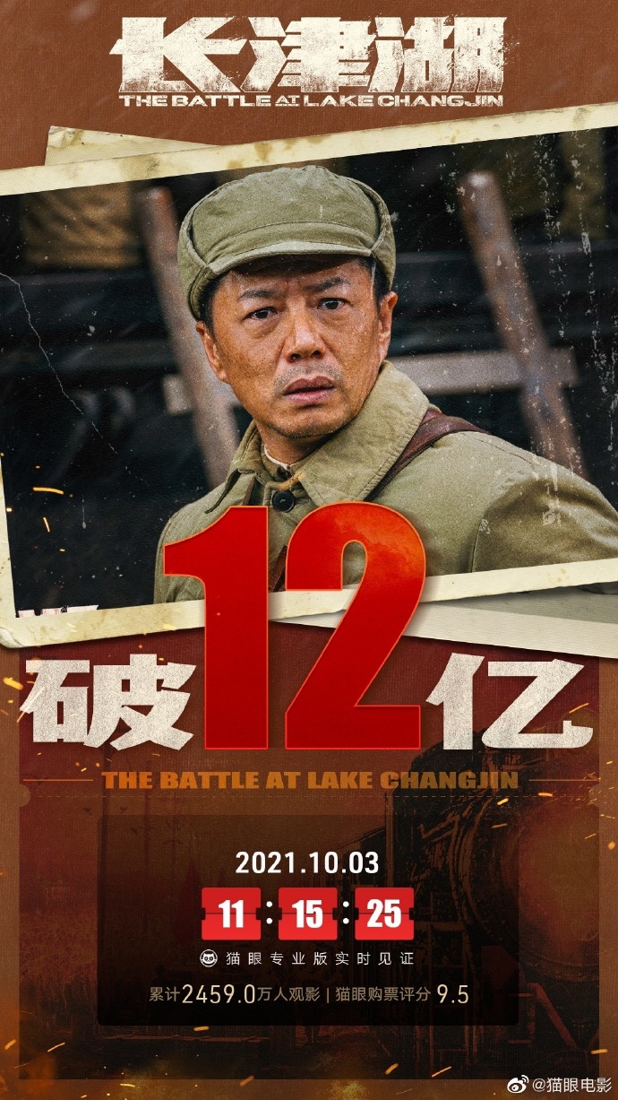 上映4天，《长津湖》票房破12亿！