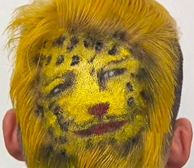 《西游记》金钱豹头像走红 浙江一男子剪金钱豹发型过年