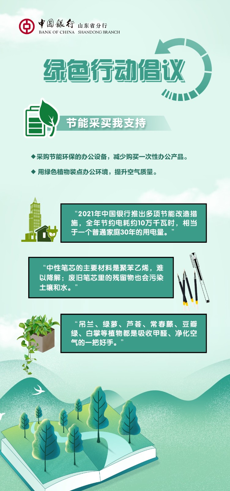 中国银行山东省分行发布绿色行动倡议