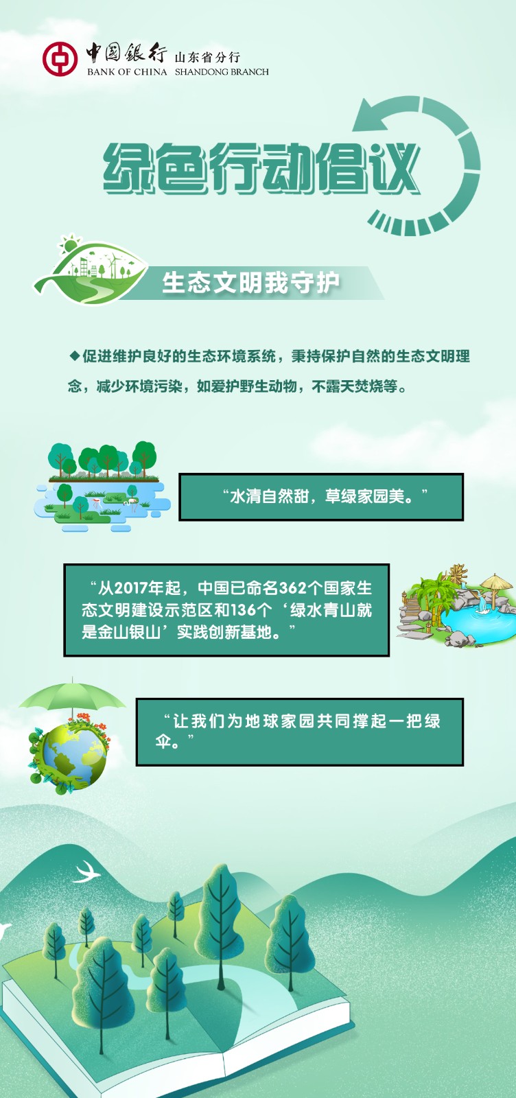 中国银行山东省分行发布绿色行动倡议