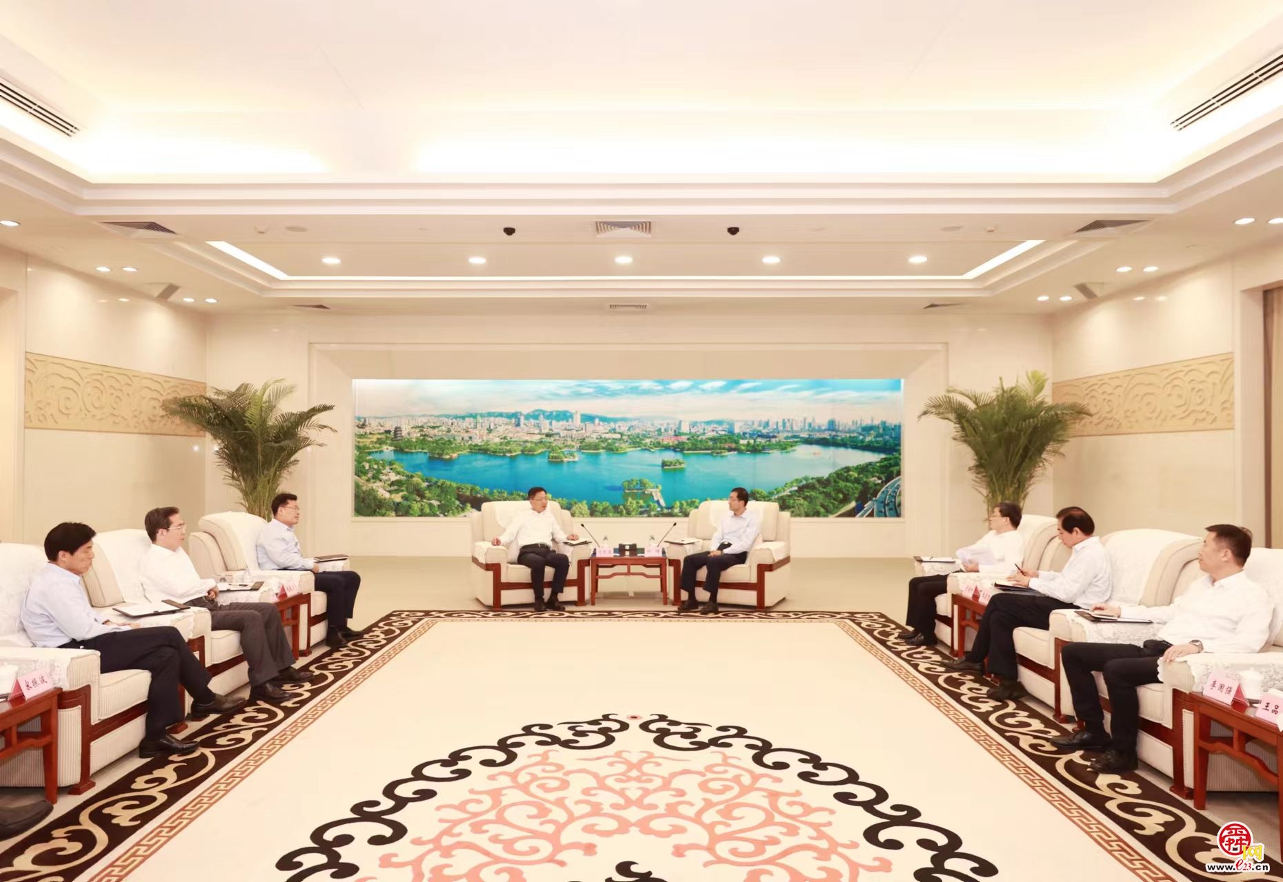 刘强于海田会见淄博市委书记马晓磊、市长赵庆文一行