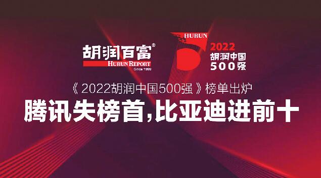 《2022胡润中国500强》榜单出炉 腾讯失榜首，比亚迪进前十