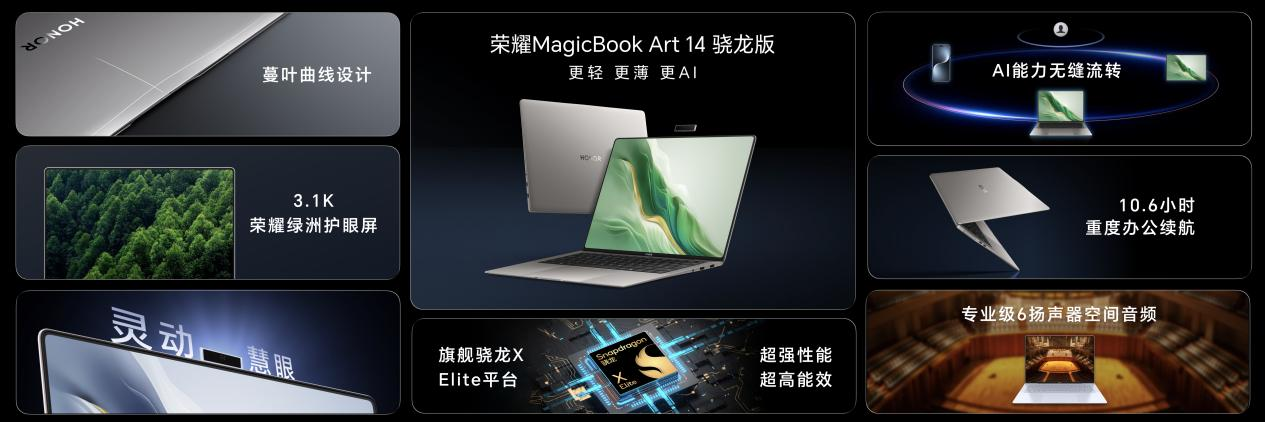 荣耀MagicBook Art 14骁龙版国内发布：以创新使能AI PC，持续引领AI PC时代