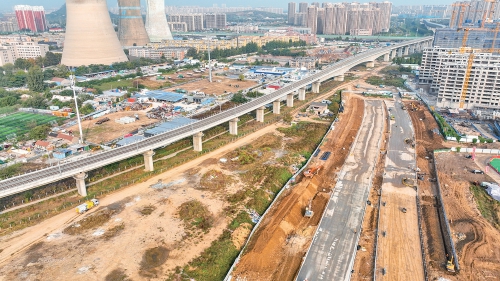 项目强省会｜济南奥体西路北延建设推进 新建双向道路展露新貌