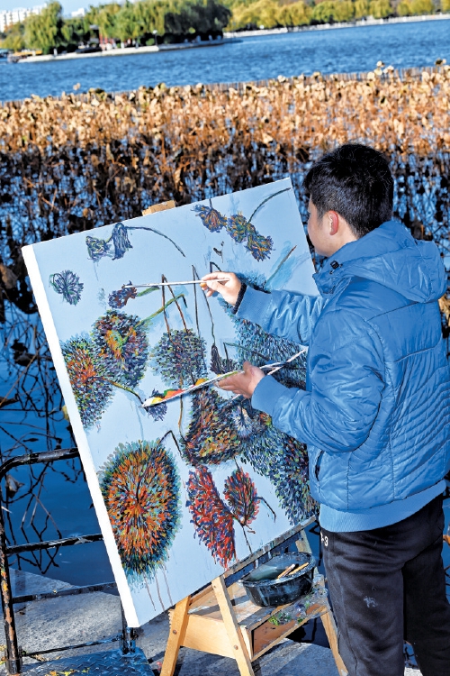 诗意盎然！大明湖畔画“枯荷”