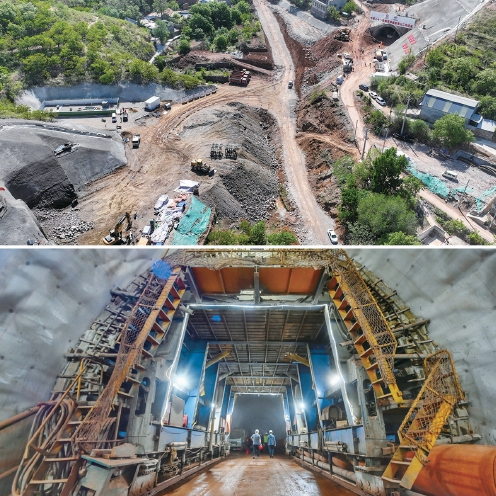 济枣铁路青铜山隧道迈向正洞施工阶段 正线全长268.48公里,共设济南东、邹城、台儿庄等10个车站