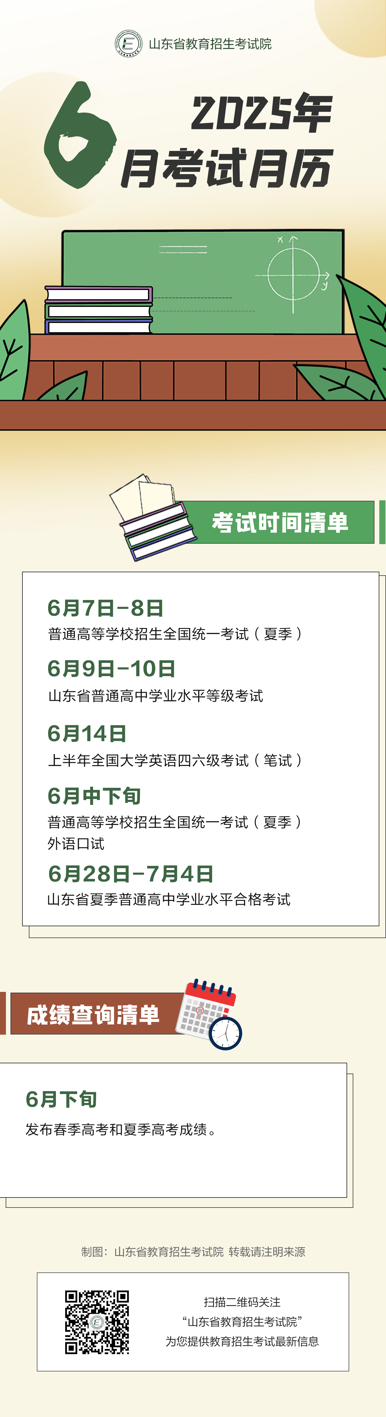 2025年6月山东教育考试月历来啦