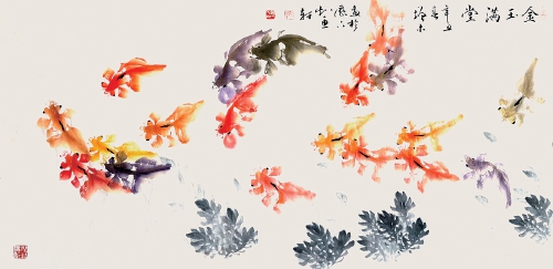 笔下游鱼,墨海传情 著名画家张鹤云与冯增木的师生绘鱼乐