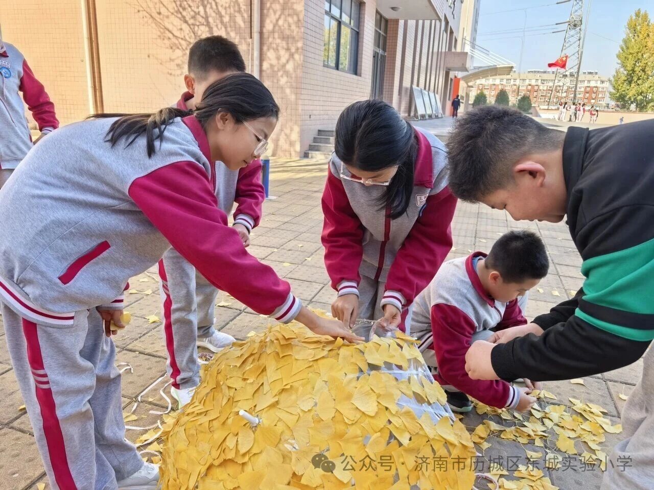 火爆全网的“银杏伞”，东城也有！——历城区东城实验小学解锁校园浪漫童话