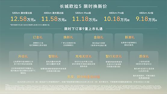 长城欧拉5正式上市,限时换新价9.18万元起