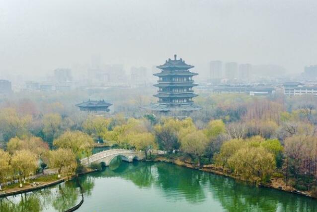 泉城迎“数九”首场降雨 大明湖云雾缭绕宛若仙境