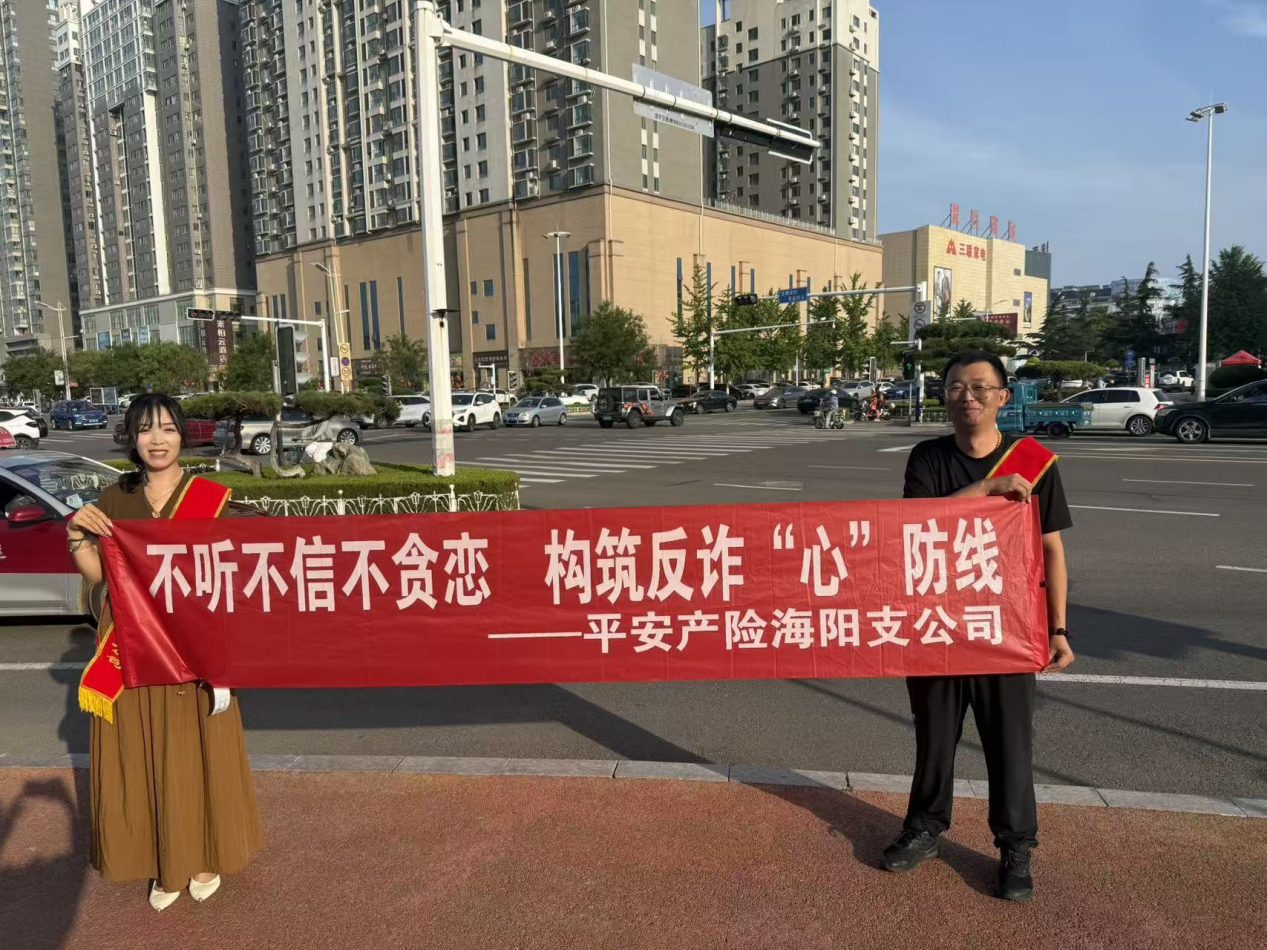 平安产险海阳支公司开展街头反诈宣传活动