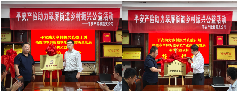 党建引领政企同心 金融赋能苹果产业--平安产险栖霞支公司爱心捐赠助力乡村振兴签约