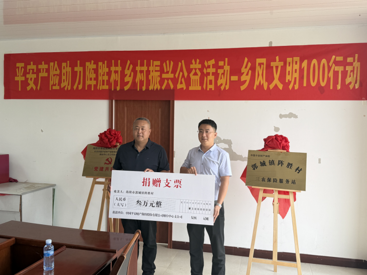 平安产险海阳支公司乡风文明100行动走进郭城镇阵胜村 “平安桥”投入使用
