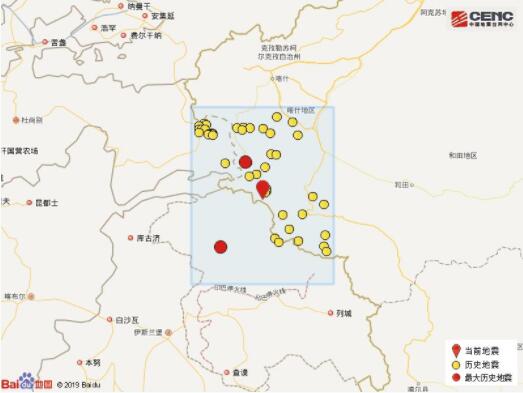 3月8日夜新疆喀什3級地震震中5公里範圍內平均海拔約5131米