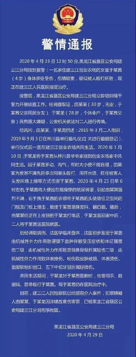 黑龙江被虐打女童有生命危险仍昏迷 详细经过曝光亲生父亲竟下如此狠手
