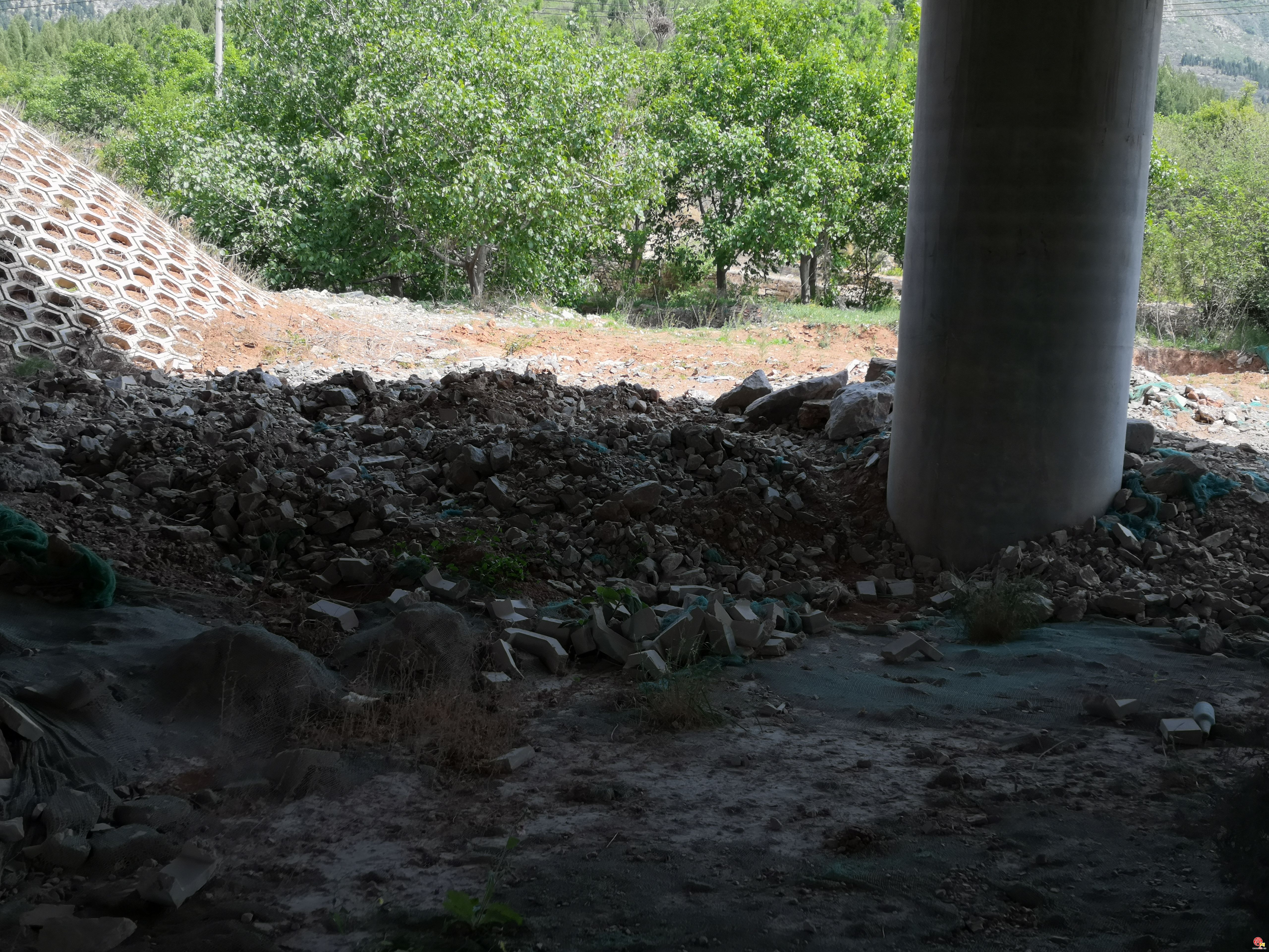【啄木鸟在行动】市中区白土岗村附近一立交桥下面渣土裸露
