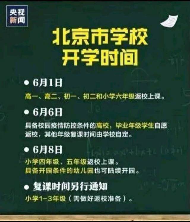 【最新】北京返校时间表确定 6月1日起开始错峰开学具体细则出炉