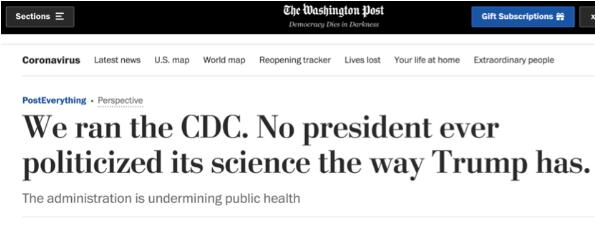 美国多位公共卫生专家发信抨击政府新规 白宫执意更换数据系统幕后赢家是谁?