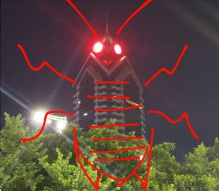广州一大厦两眼发光似蟑螂回应明明是小可爱