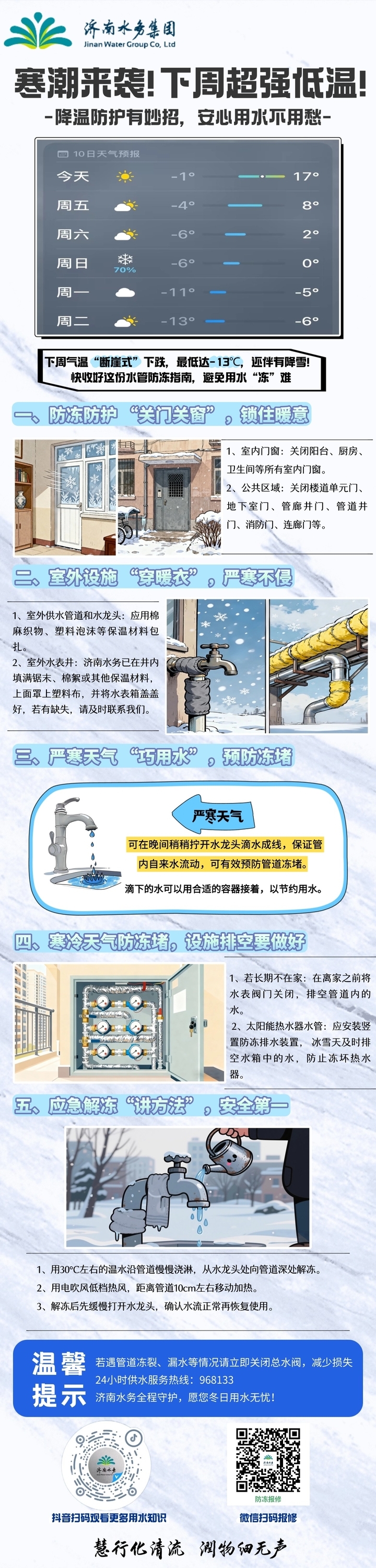 @济南人，寒潮来袭！济南水务提醒降温防护小窍门